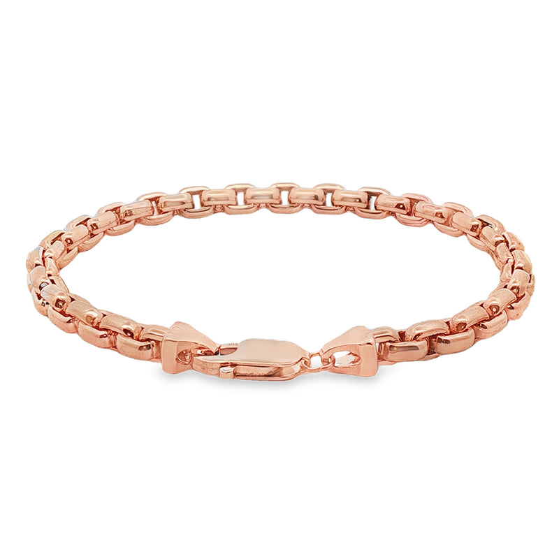 14K Rose Gold Solid Round Box Link Bracelet 8.25 Inches 5.5mm 70900
