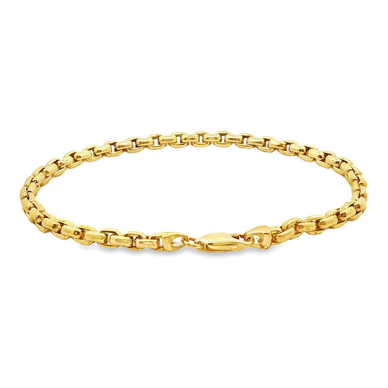 14K Yellow Gold Solid Round Box Link Bracelet 8.75 Inches 4.5mm 70901