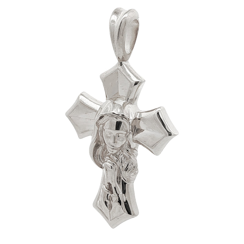 .925 Silver Praying Virgin Mary Cross Pendant 71202