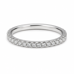14K gold 3/4 eternity wedding band with 0.65 carat total weight of round lab grown diamonds and a slim 2.00mm profile.