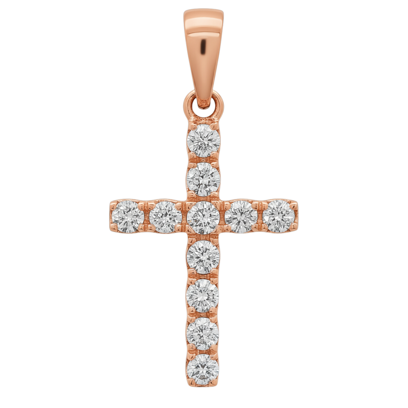 14K Gold Mini Diamond Cross 65967 | TraxNYC