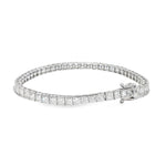 White gold diamond tennis bracelet with secure clasp, sleek and elegant design.
