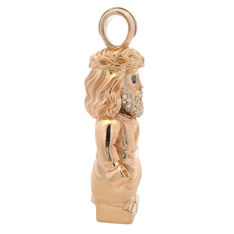 TraxNYC Solid Gold Block Jesus Pendant 70904