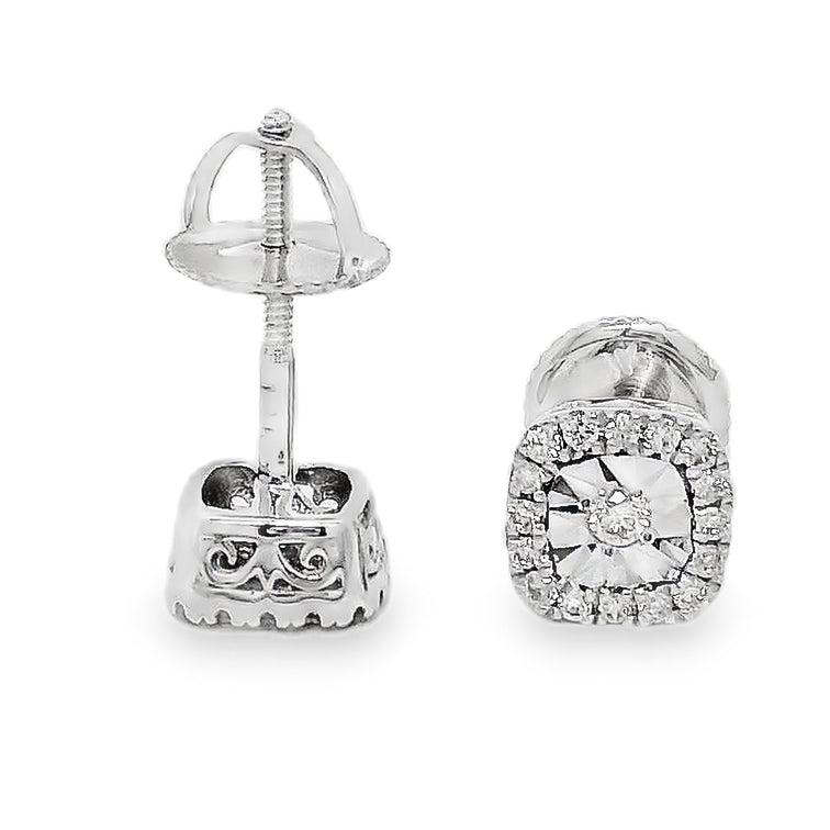 Classic Cushion Cut Diamond Earrings in 14K gold, view 4