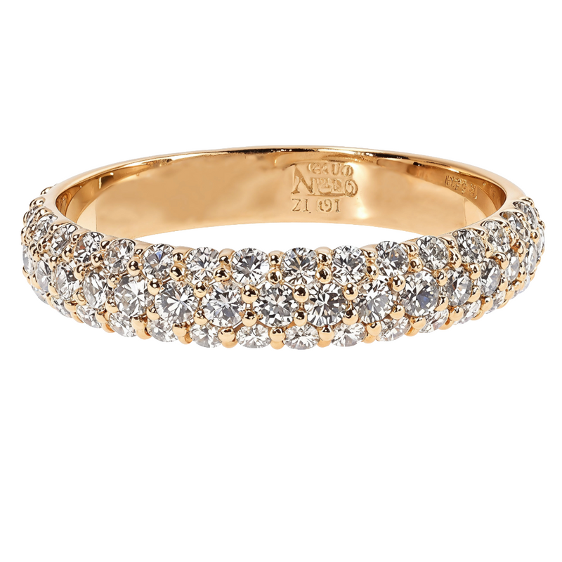 3 Row Diamond Wedding Band in 14K gold