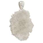 Intricately detailed silver lion head pendant with flowing mane, elegant and masculine design.
