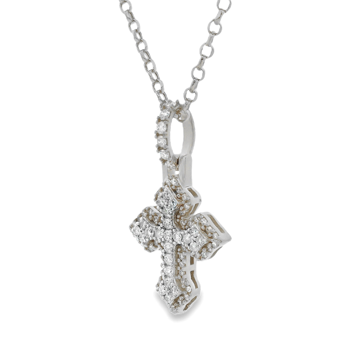 Mini Diamond Cross Pendant Set 70873 | TraxNYC