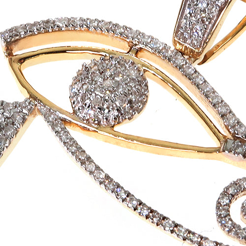 10K Gold Micro Pave Diamond Egyptian Bedouin Evil Eye Charm Pendant 63620