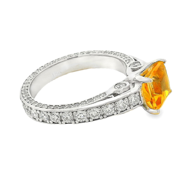 Diamond Citrine Gemstone Ring in 18K gold, view 6