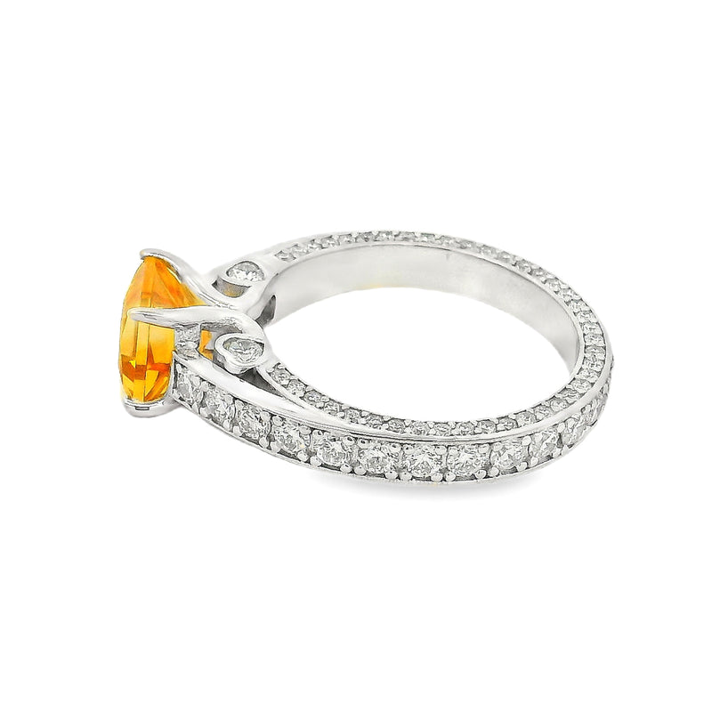 Diamond Citrine Gemstone Ring in 18K gold, view 5