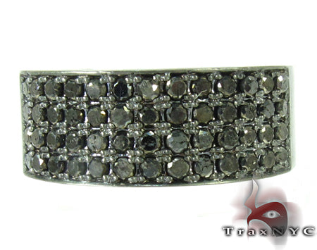 14K Gold 4 Row Black Diamond Ring, photo 2 of 6