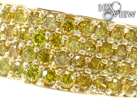 14K Gold 4 Row Canary Color Diamond Band, photo 3 of 7