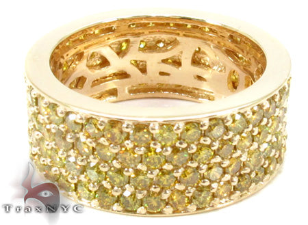 14K Gold 4 Row Canary Color Diamond Band, photo 6 of 7