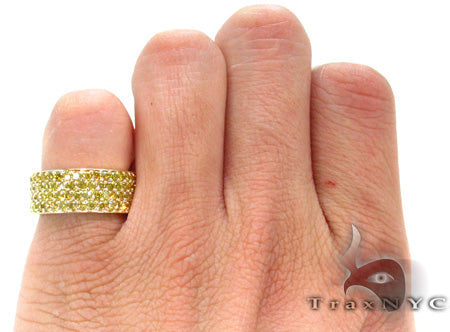 14K Gold 4 Row Canary Color Diamond Band, photo 7 of 7