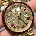 40mm Mens 18K Yellow Gold Diamond and Rubies Rolex Presidential 65032 - Image 1