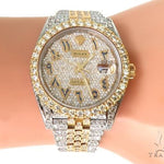 41mm Mens Two Tone 18K Yellow Gold and Stainless Steel  Fully Iced Pave Diamond DateJust Rolex Watch 66098 - Image 9