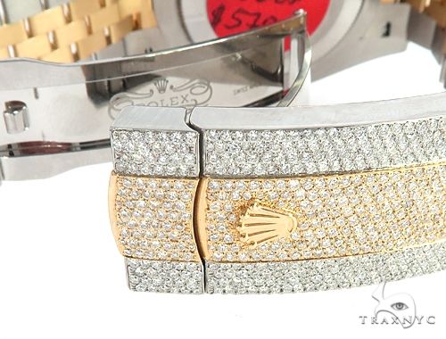 41mm Two Tone Fully Iced Out Rolex Datejust Watch Jubilee Band 65022 - Image 10