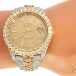 41mm Two Tone Fully Iced Out Rolex Datejust Watch Jubilee Band 65022 - Image 12