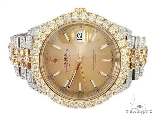 41mm Two Tone Fully Iced Out Rolex Datejust Watch Jubilee Band 65022 - Image 2