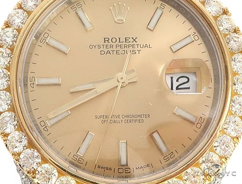 41mm Two Tone Fully Iced Out Rolex Datejust Watch Jubilee Band 65022 - Image 4