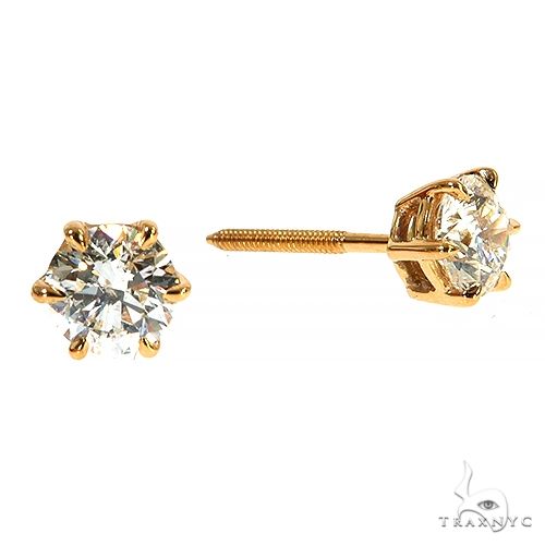 14K Gold Prong Diamond Stud Earrings, photo 2 of 4