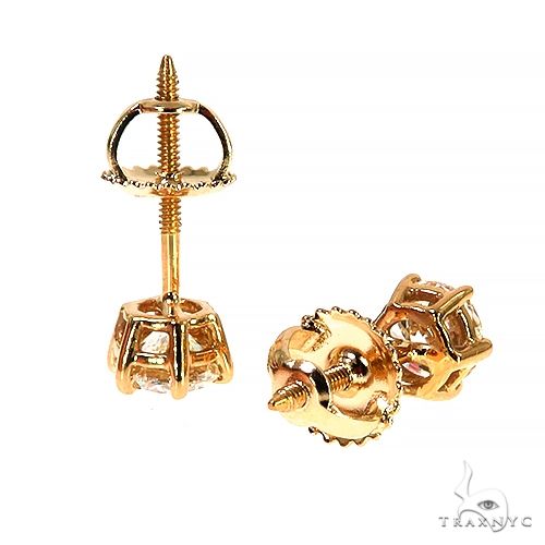 14K Gold Prong Diamond Stud Earrings, photo 3 of 4