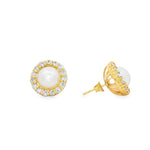 Prong Diamond Pearl Earrings 36949