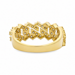 14K Gold One Row Diamond Cuban Link Ring 65971