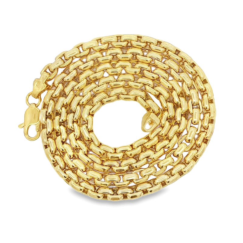 14K Yellow Gold Solid Round Box Link Chain 22.5 Inches 4.5mm 70897