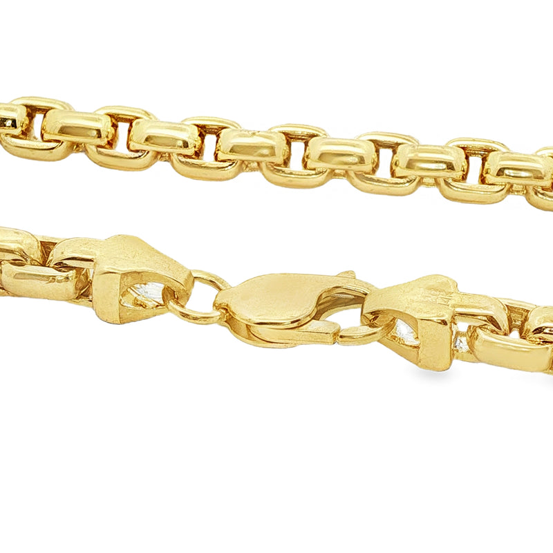 14K Yellow Gold Solid Round Box Link Bracelet 10 Inches 6.4mm 70898
