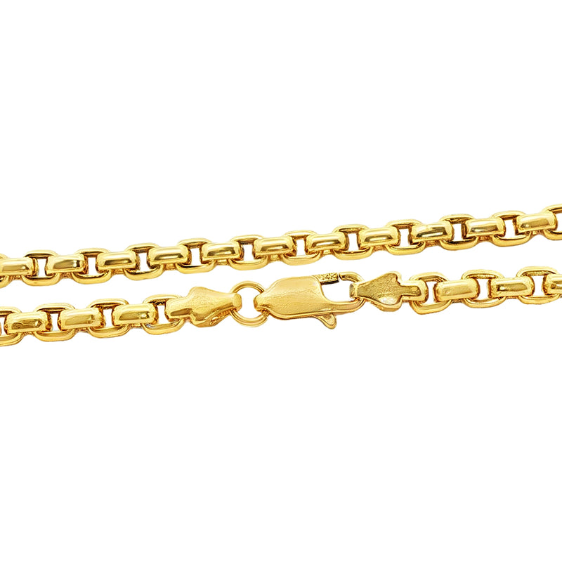 14K Yellow Gold Solid Round Box Link Bracelet 8.75 Inches 4.5mm 70901