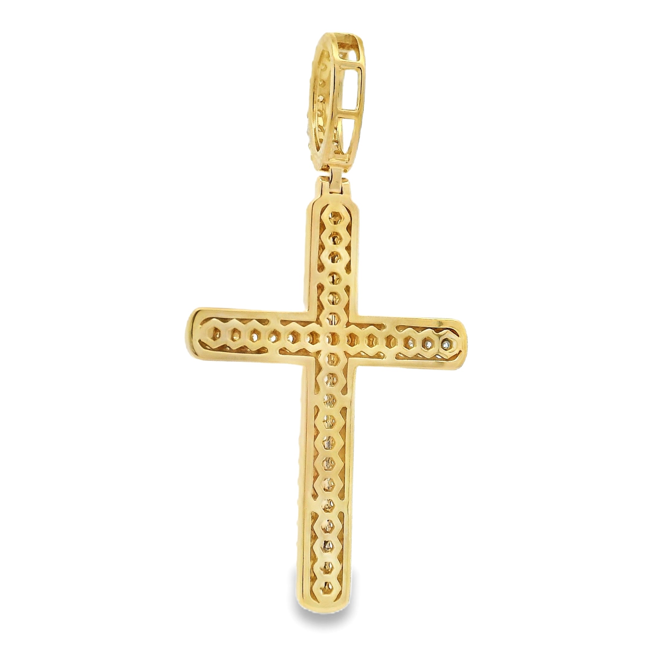 14K Gold Diamond Cross Pendant 65952 | TraxNYC