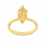14k yellow gold marquise solitaire engagement ring with single diamond centerpiece.