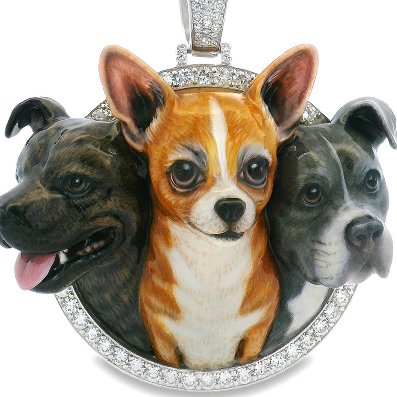 Custom Dog Portrait Diamond Pendant 70897