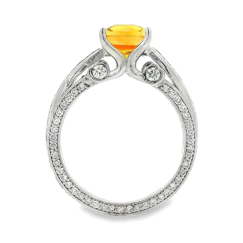 Diamond Citrine Gemstone Ring in 18K gold, view 3