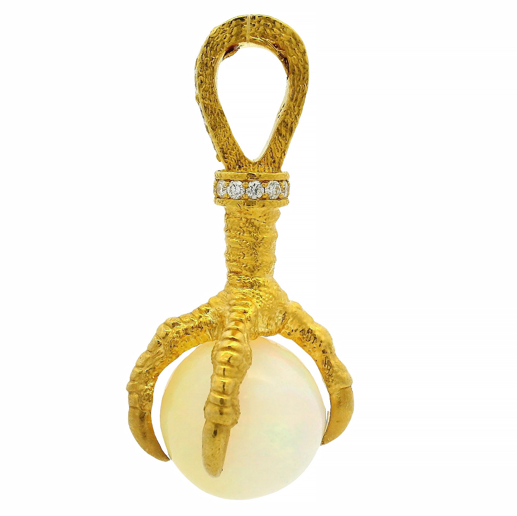 14k Gold Eagle Claw Opal Pendant 70966 | TraxNYC