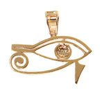 10K Gold Micro Pave Diamond Egyptian Bedouin Evil Eye Charm Pendant 63620