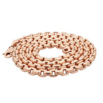 14K rose gold solid round box link chain necklace, 23 inches, 4.5mm thickness.