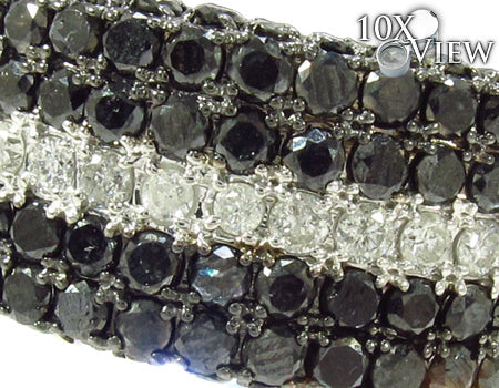 14K Gold 5 Row Black and White Color Diamond Ring, photo 3 of 7