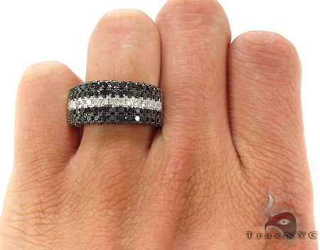 14K Gold 5 Row Black and White Color Diamond Ring, photo 7 of 7