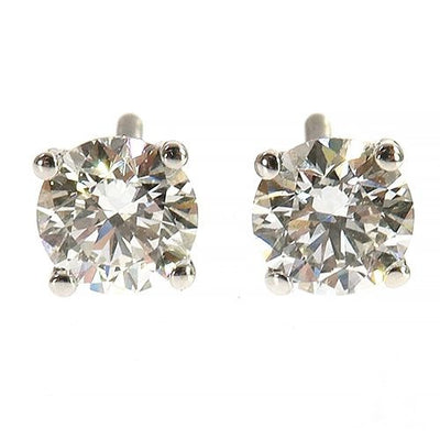 14K Gold 1 Ctw Round-Cut Diamond Studs (Lab)