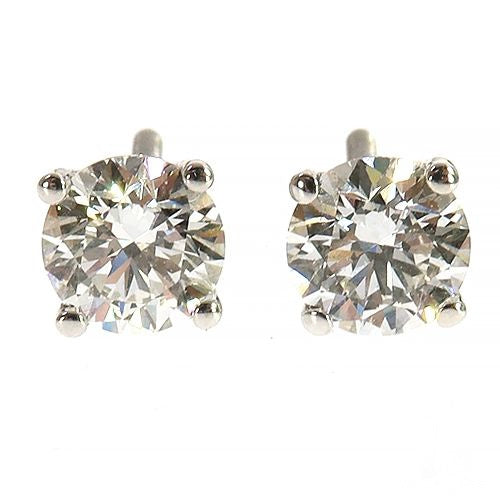 0.5 ct round lab diamond stud earrings set in white metal prong setting