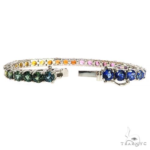 50 Pt Rainbow Sapphire Tennis Bracelet 68276 | TraxNYC
