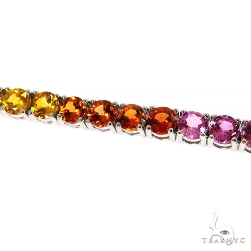 14K Gold 50 Pt Rainbow Sapphire Tennis Bracelet 5mm 7 Inches, view 3