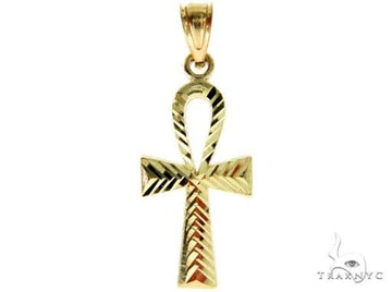 Small 10K yellow gold ankh pendant with polished finish