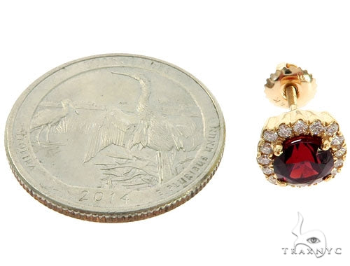 14KY Red Garnet Cluster Stud Earrings, photo 5 of 6