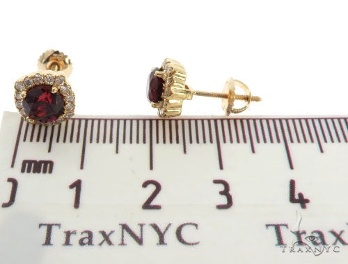 14KY Red Garnet Cluster Stud Earrings, photo 6 of 6