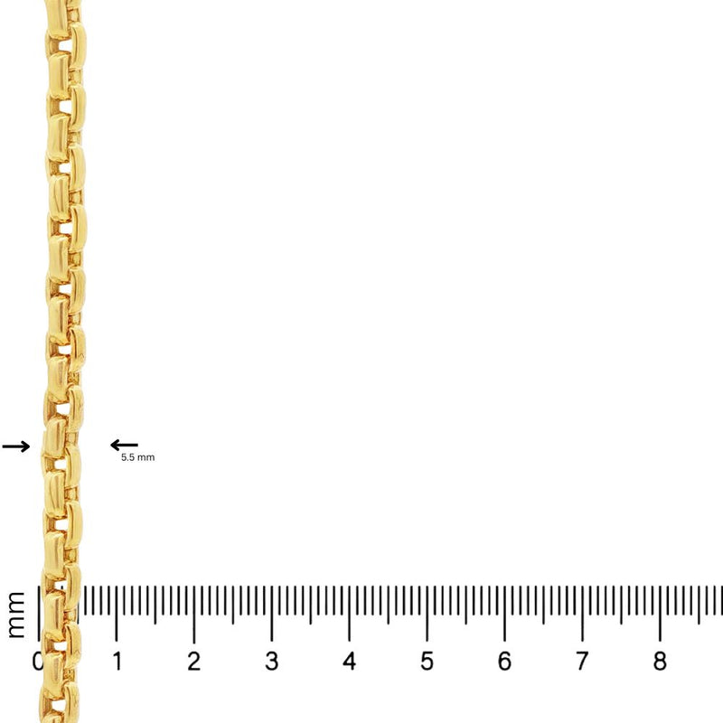 14K Yellow Gold Solid Round Box Link Chain 25.5 Inches 5.5mm 70896