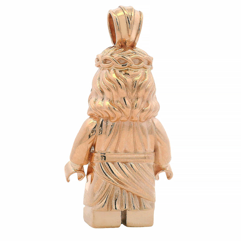 TraxNYC Solid Gold Block Jesus Pendant 70904