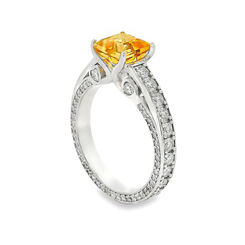 Diamond Citrine Gemstone Ring in 18K gold, view 4